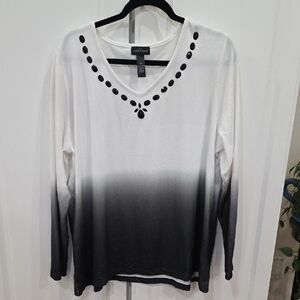 Elegant Ombre Blouse with Bead Accents